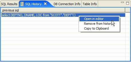 Figure 28. New created SELECT statement in SQL Editor 5.5 Viewing Database and Table Details This section provides a brief description of the features for viewing database and table detail.
