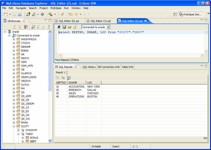Figure 1. MyEclipse Database Explorer Perspective This Quickstart will demonstrate how to perform the following Database Explorer tasks: 1. Configuring a JDBC database driver 2.