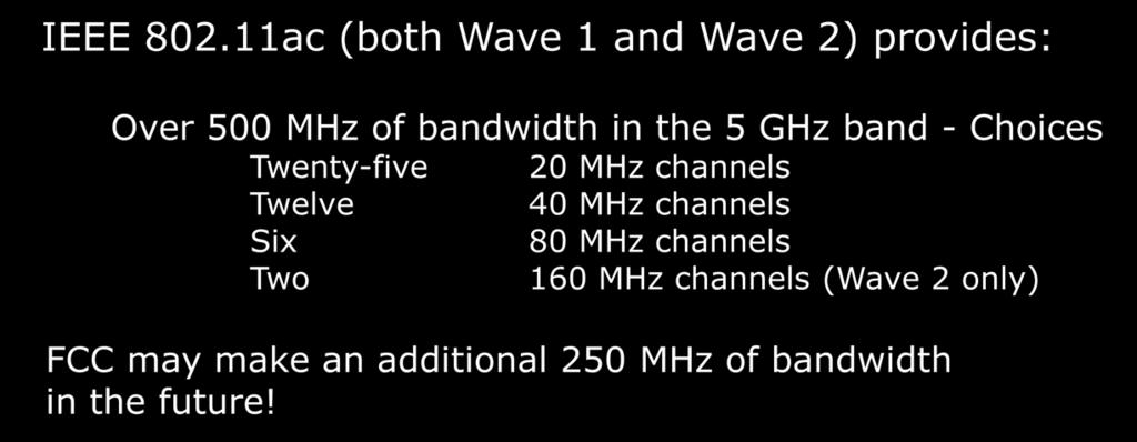 bandwidth in the 5 GHz band - Choices Twenty-five Twelve Six
