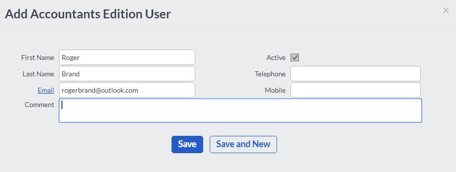 Click Add Accounts Edition User. 2. Enter staff members details and click Save.