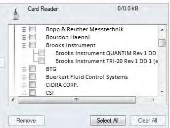 On the card reader look for DD named Brooks Instrument 38xxVA Rev
