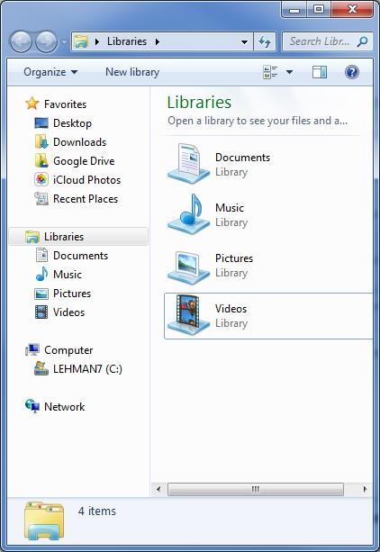 Library (the new My Documents area & more) Libraries are a new way to see your files. Libraries are not folders but areas to locate and find your files.