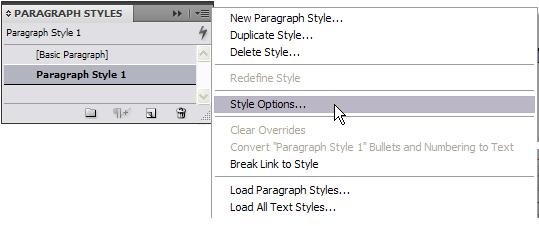 The Paragraph Style Options dialog box appears (Figure 4). 7.