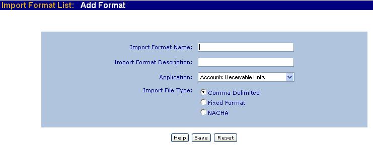 Chapter 4 Importing Data to a Database Creating an Import Format To import files that contain ACH transactions, you must first define an import format for the exporting software.