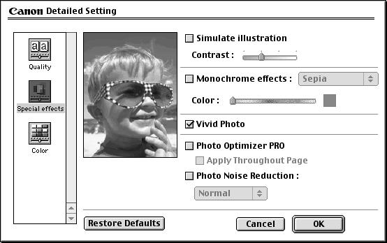 Note In Windows Me or Windows 98 If Background Printing has been disabled, the Vivid Photo function is not