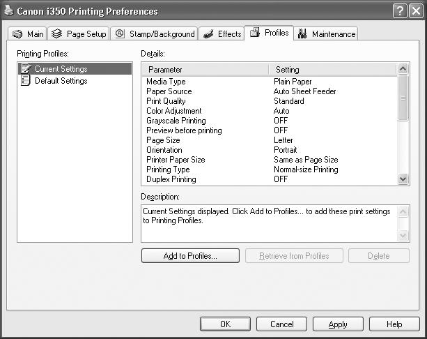 Advanced Printing Saving and Recalling Driver Settings When you change printer driver settings for a specific print job, such as printing black and white photos, or printing documents with a special