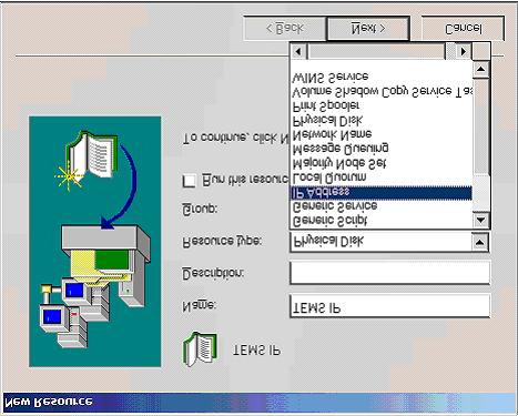 Figure 13. Selecting the IP Address in the New Resource window d.