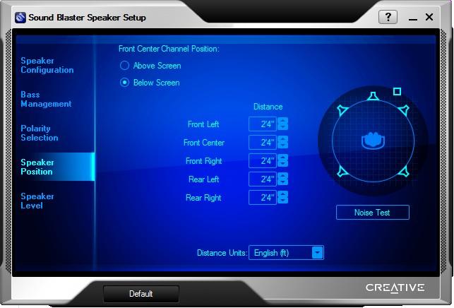 Click the Start button and follow the on screen procedure to check your the speaker wiring.