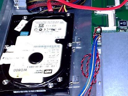 5. Connect the SATA cable to the SATA connector of HDD, 6.