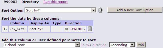 Select the new direction for the sort: Ascending or Descending. Click the button to add the new column to the sort. 4.