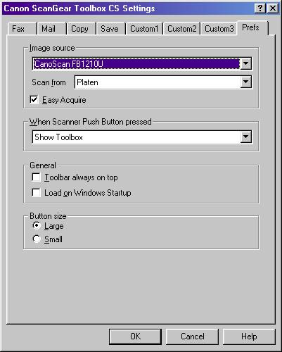 The short-cut [Alt]+[T] displays this tab. Image source Click the arrow on the image source list box to specify which scanner you will use if two or more scanners are connected to your computer.