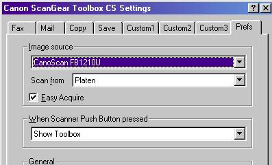 Using ScanGear Toolbox CS without Displaying a Toolbar You can set the ScanGear Toolbox CS to launch a function of the ScanGear Toolbox CS, such as Copy or Fax immediately without displaying a