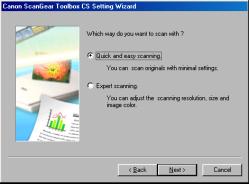 3. Select Quick and easy scanning or Expert scanning.