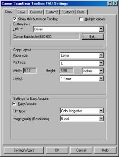Setting Tabs of ScanGear Toolbox FAU Copy Settings Tab (ScanGear Toolbox FAU) Multiple copies Place a check in this box to specify the number of copies when copying.