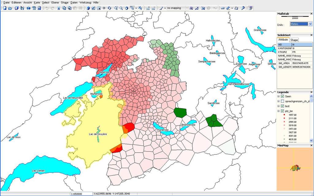 Figure 1: Graphic User Interface Navigational functions. Like most GIS, TatukGIS also provides standard functions for navigation, such as zoom, move map center, etc.