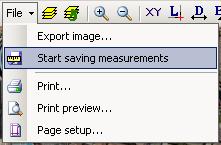 Click in the File > Stop saving measurements menu if it is checked. The menu will toggle to an unchecked state and measurements will be paused. 11.