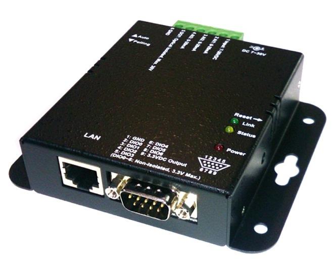 Ethernet to Digital I/O and Analog Input (Model: IP-IO) Feature: Operation voltage : DC 7V ~ 36V. Analog Interface: Interface : 3.3V levels compatibility. Resolution : 16-bits Σ-Δ A/D converters.