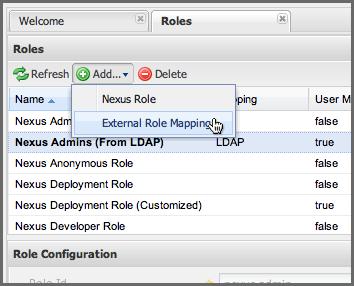 Repository Management with Nexus 190 / 420 you would click on the Add.. drop-down in the Roles panel as shown in Figure 8.13.