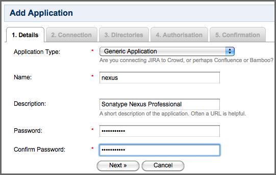 Repository Management with Nexus 200 / 420 9.2.2 Configure a Nexus Application in the Atlassian Crowd Server Note These instructions are a general guide to adding an application to Crowd.