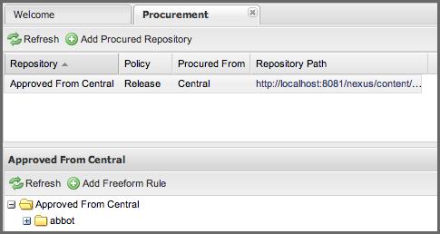 Repository Management with Nexus 221 / 420 Figure 10.6: Adding a Procured Repository You will then be presented with the Start Procurement dialog as shown in Figure 10.7.