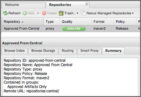 Repository Management with Nexus 222 / 420 column contains proxy as shown in Figure 10.8.