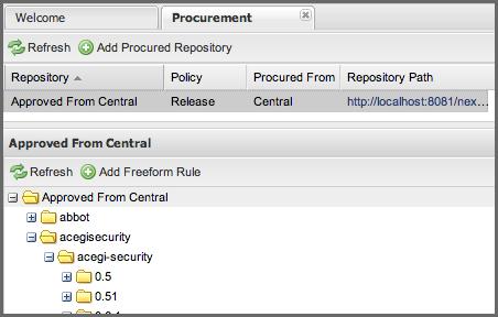 Repository Management with Nexus 223 / 420 Note If you are attempting to procure components from a remote repository that does not have a repository index, you can still use the procurement suite.