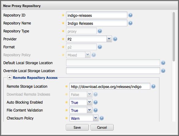 Repository Management with Nexus 314 / 420 Figure 15.1: Creating a P2 Proxy Repository 15.