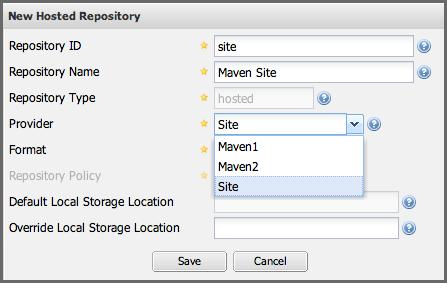 Although you can use any arbitrary name and identifier for your own Nexus repository, for the chapter s example, use a Repository ID of site and a Repository Name of Maven