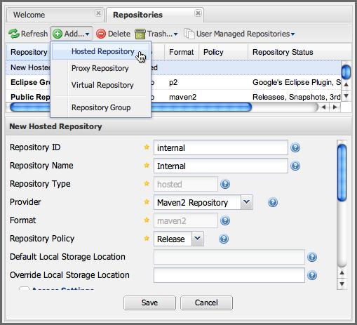 Repository Management with Nexus 356 / 420 Figure 21.3: Creating a Nexus Hosted Repository Now, you ll need to copy the Archiva repository to the Nexus repository.