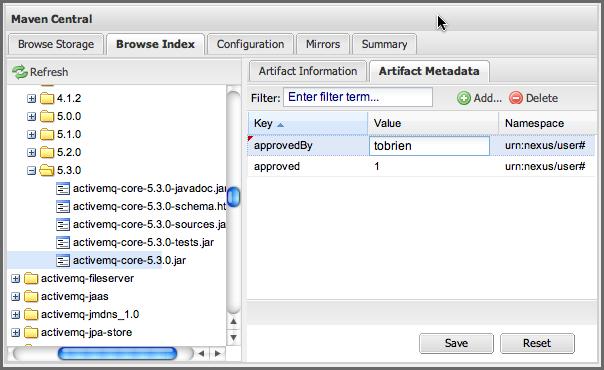 Repository Management with Nexus 79 / 420 Figure 5.9: Editing Artifact Metadata 5.