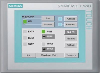 Siemens AG 011 Operator panels Overview Application The WinAC MP is a new, rugged software PLC for all SIMATIC HMI Multi Panel platforms.