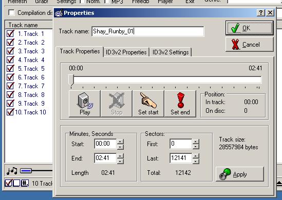 the Properties Box by Rightclicking the track, And Left-Clicking Rename on the menu that appears) Once you have