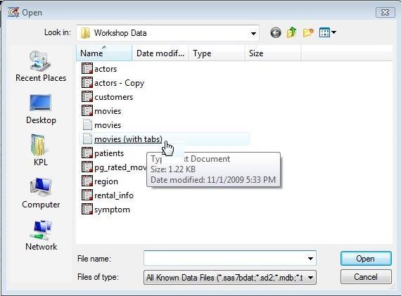 Open Dialog box Import Data Text Format Specifications Import Data Column Options