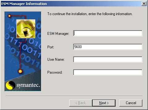 ESM Release Notes -- Solaris 2.6-8 Best Practice Policy 6 Enter requested ESM manager information, then click Next.