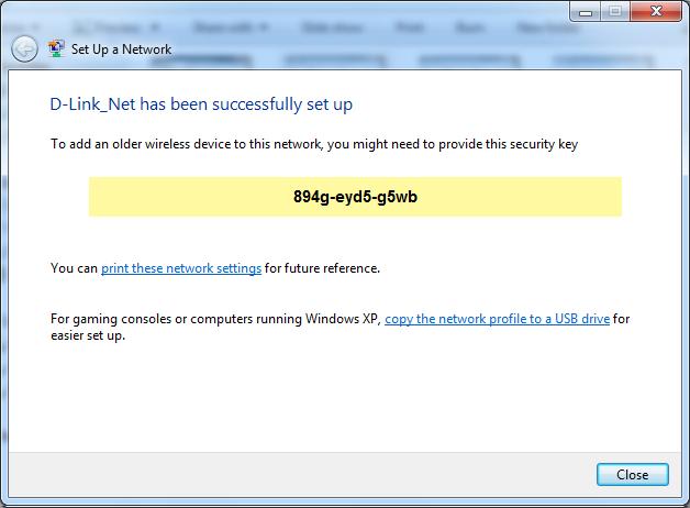 8. The following window informs you that WPS on the DIR-815 has been setup successfully.