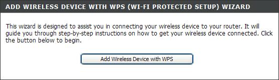 From the Setup > Wireless Settings screen, click Add Wireless Device with WPS.