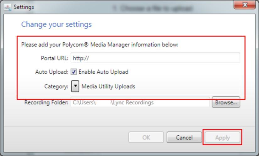 2 Choose Options > Settings to open the Settings dialog.