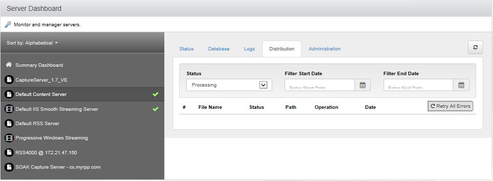 Server Administration On the Administration tab, you can configure the following