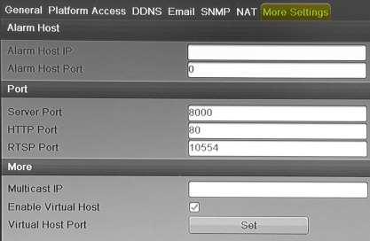 8.8.8 ALTERNATE DNS SERVER Leave blank or use 75.75.75.75 or other known DNS address 7 S E T C O M M U N I C A T I O N P O R T S After assigning the IP information, click the More Settings tab.