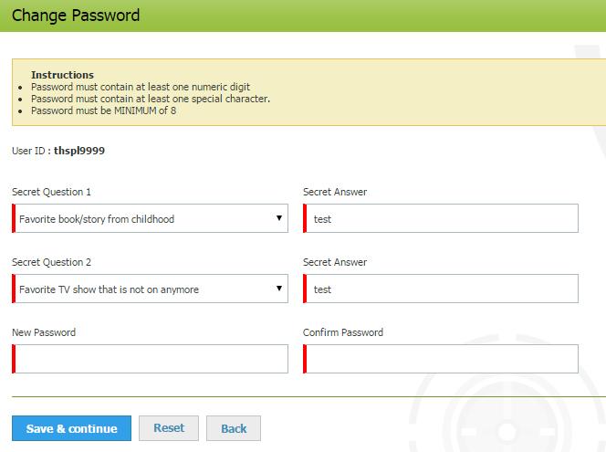 Changing Your Password 1 Select a security question from the dropdown list. Then, type an answer that you will remember into the Secret Answer field.