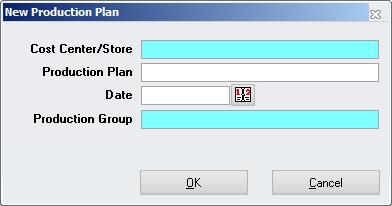 Select the Cost Center / Store where this production plan is related to. Enter a name to identify the plan. Select the date for this production plan.
