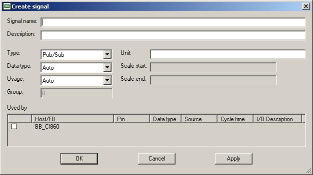 Section 4 System Configuration Edit Signal List Insert new Signal in List 1. Open the context menu by a right click on the Signal List grid. 2. Select > Create signal.