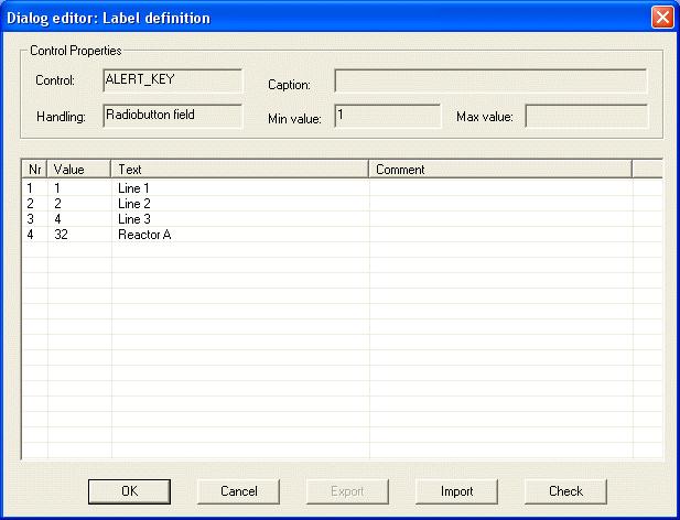 Section 8 Dialog Editor for FF Blocks Elements of the Dialog Editor Select dialog element > context menu: Label definition, see Figure 116 and Table 67 Figure 116.