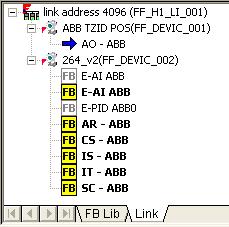 Section 10 FF Application Editor Changing the Defaults Link View Tab The link view offers an alternative means of selection when adding an FF function block to an FF Application, see Figure 121.
