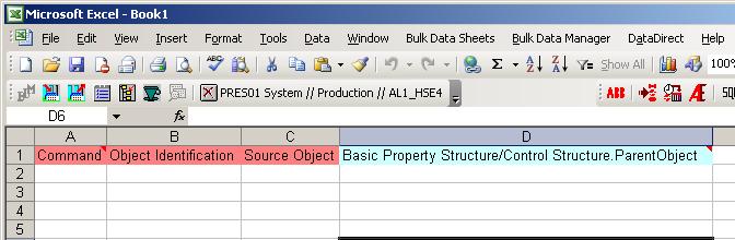 Set BDM Options Appendix E FF Bulk Data Examples Set BDM Options Figure 160. Excel sheet after import of Control Structure Aspect 2.