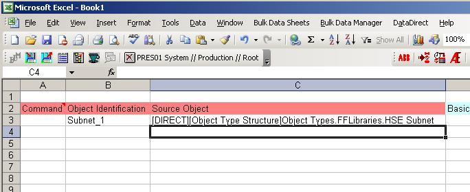 the object is inserted in the Source Object column: Figure