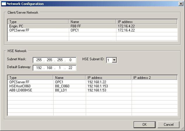 Operating Modes Section 4 System Configuration Network Configuration FF object editor > Network configuration.