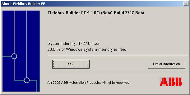 Section 4 System Configuration Representation in the FF Object Editor Structure Display Version Information Version information about Fieldbus Builder FF can be called up via the menu item > Help >