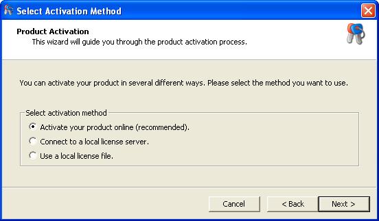 Installing SDL AuthorAssistant 2010 2 2 The Select Activation Method page is displayed.