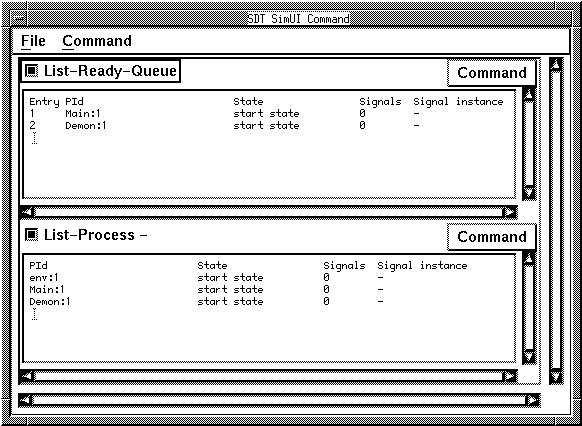 Viewing the Internal Status Viewing Process and Signal Queues To view the internal status continuously, the Command window is used.